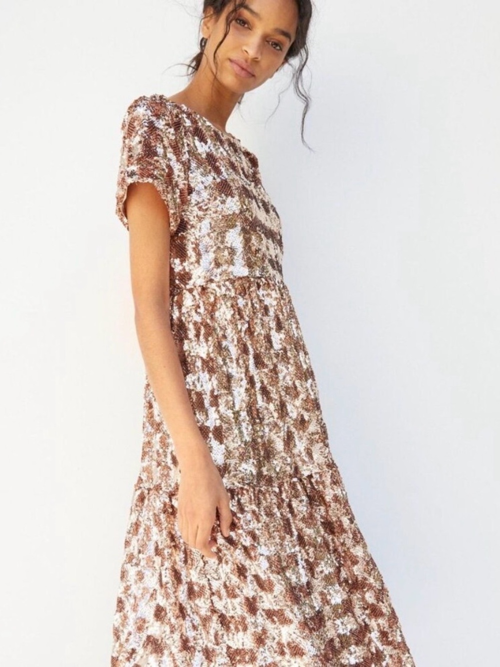 Anthropologie Sequin Tiered Dress